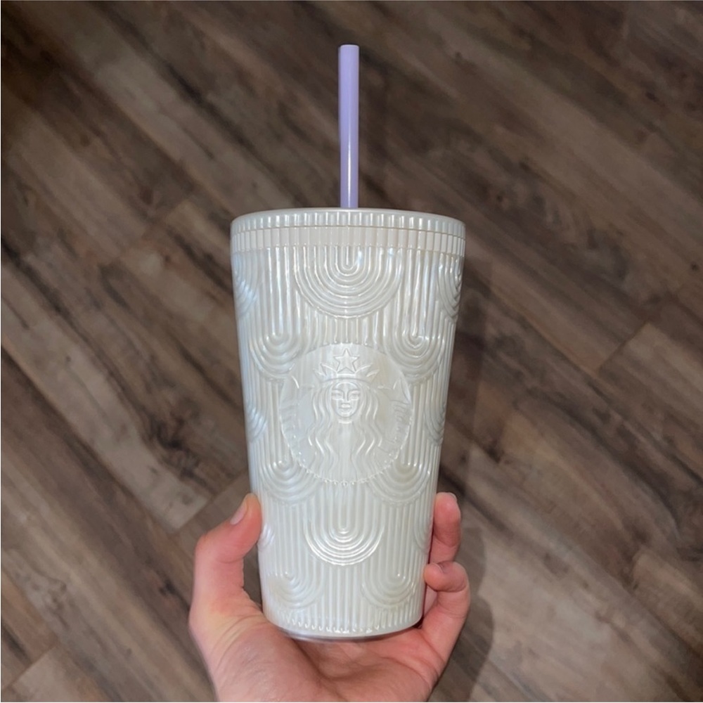 Starbucks 2023 White Pearl Shell Core Siren Scales Cold Cup Tumbler
